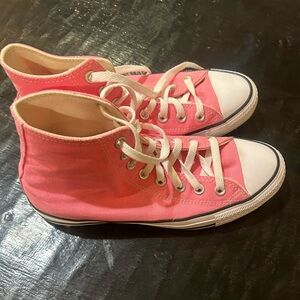 Pink converse high tops , woman’s 9